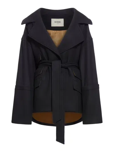 Batakovic Asymmetrical Coat With Belt In Black