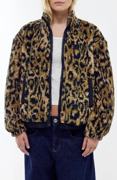 Bdg Urban Outfitters Print Fleece Boxy Jacket In Leopard