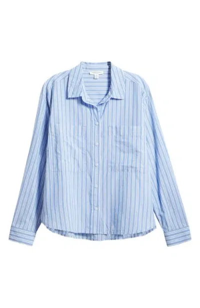 Beachlunchlounge Everlynn Cotton Blend Button-up Shirt In Magic Blue