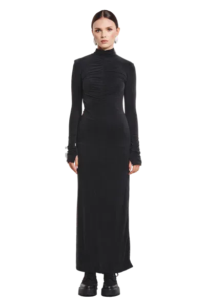 Benu Studio Long Cupro Dress In Black