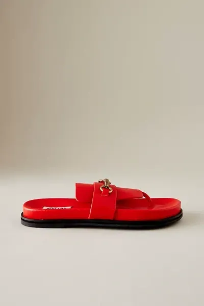 Bibi Lou Horsebit T-bar Flat Sandals In Red