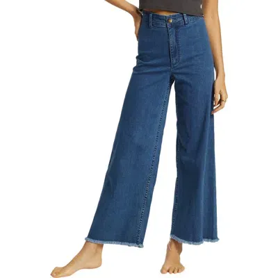 Billabong Free Fall Fray Hem Stretch Wide Leg Jeans In Oceana Blue