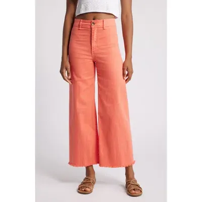 Billabong Free Fall Stretch Crop Wide Leg Pants In Papaya