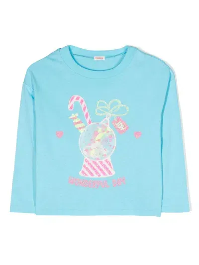 Billieblush Kids' Graphic-print Long-sleeve T-shirt In Blue