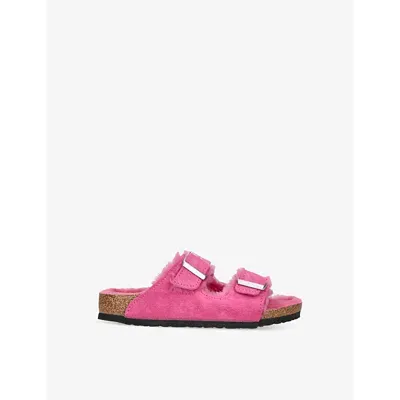 Birkenstock Kids' Arizona Faux-shearling Sandals In Fuchsia