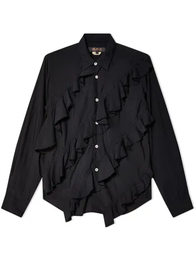 Black Comme Des Garçons Ruffle-detailing Shirt In Black