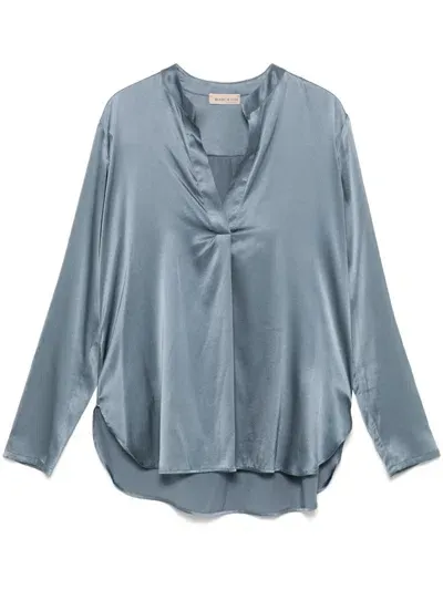 Blanca Vita Satin Blouse In Blue