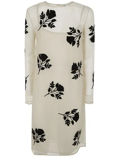 Blumarine Embroid Flower Dress In Black