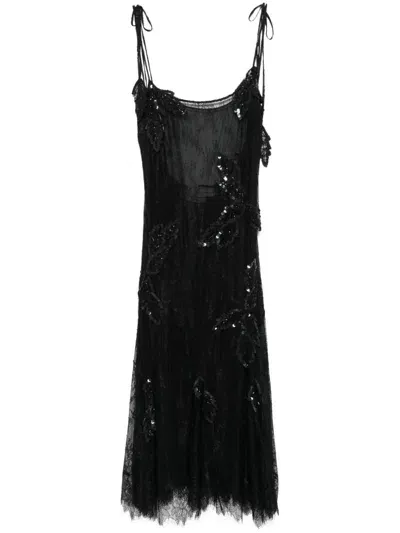 Blumarine Embroidered-lace Dress In Black