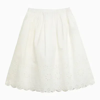 Bonpoint Kids' Flora Milk-white Cotton Skirt