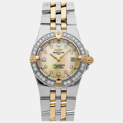 Pre-owned Breitling Yellow Shell 18k Yellow Gold Stainless Steel Starliner B7134053/i511 Quartz Women's Wristwatch 30 Mm