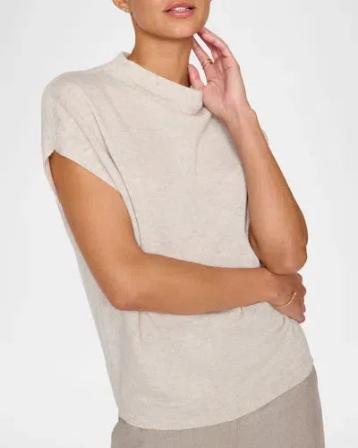 Brochu Walker Morten Cashmere Mock-neck Top In Mist Melange