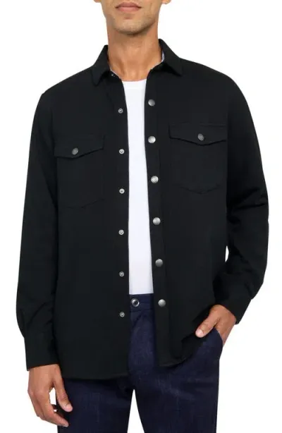 Brooklyn Brigade Solid Waffle Knit Shirt Jacket In Black