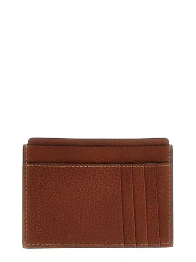 Brunello Cucinelli Leather Cardholder In Brown