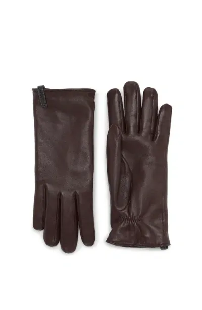 Brunello Cucinelli Nappa Leather Gloves In Brown