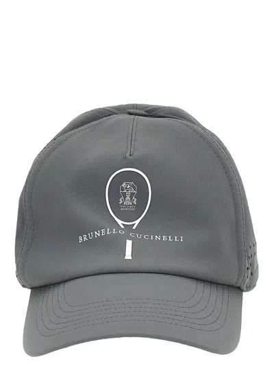 Brunello Cucinelli Tennis Logo Cap Hats In Gray