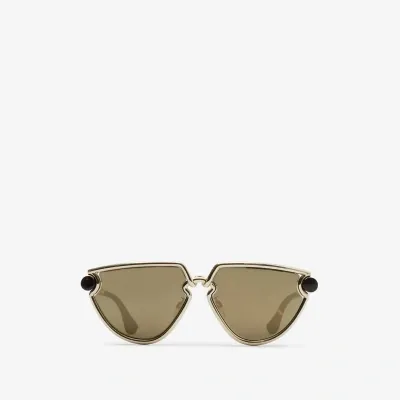 Burberry Clip Sunglasses In Gold