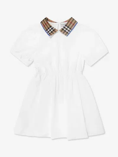 Burberry Kids' Girl's Alesea Check Rib Polo Dress In White