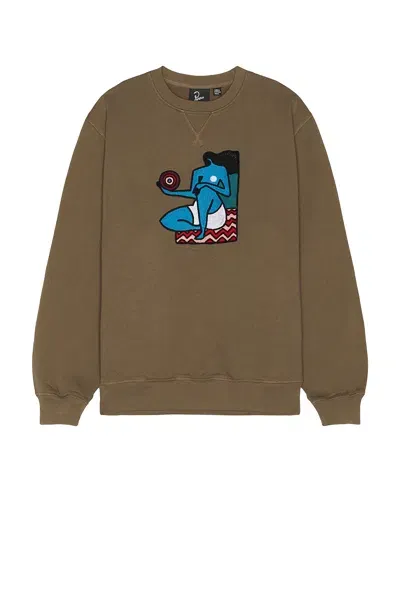 By Parra Future Visions Crew Neck Sweatshirt In Stone Grey