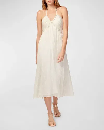 Cami Nyc Sonoma Metallic Silk Backless Halter Midi Dress In White