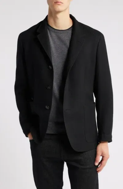 Canali Nuvola Trim Fit Wool & Cotton Sport Coat In Black