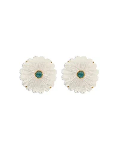 Capucine De Wulf Mermaid Garden Mother Of Pearl Flower Stud Earrings In White/blue