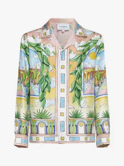 Casablanca Cuban Collar Shirt In Paysage Ideal