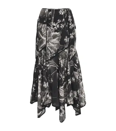 Charo Ruiz Floral Print Nopy Midi Skirt In Gray