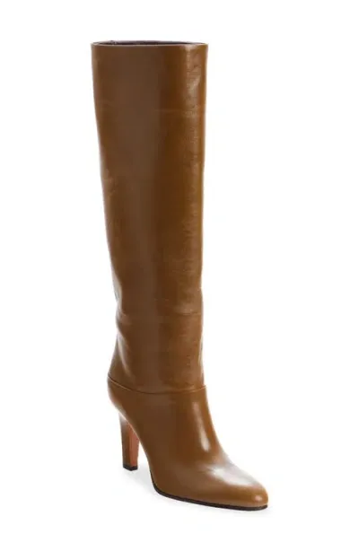 Chloé Eve Khaki Green Leather Boot In Orange