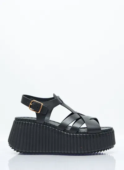 Chloé Nama Wege Sandals In Black