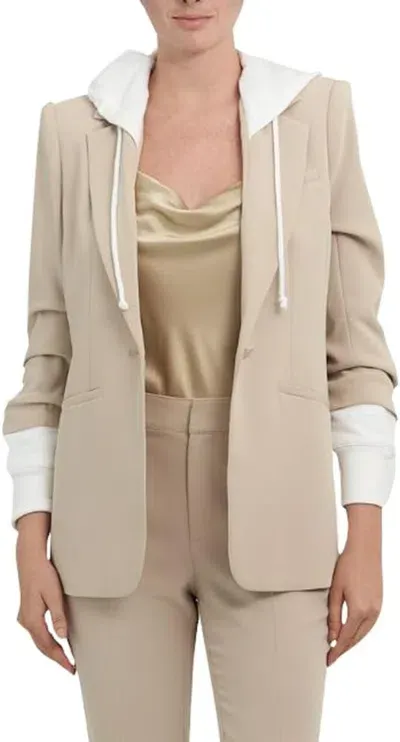 Cinq À Sept Cinq A Sept Khloe Hooded Blazer In Khaki White