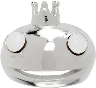 Collina Strada Silver Frog Prince Ring In Silver Moonstone