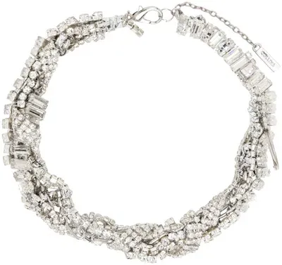 Collina Strada Silver Rhinestone Junk Necklace In Crystal Clear