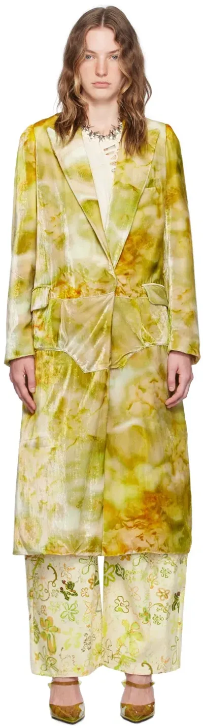 Collina Strada Yellow Wolverine Coat In Sage Molten Floral