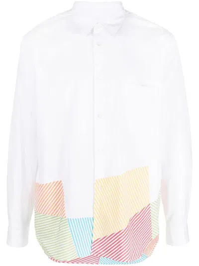 Comme Des Garçons Homme Deux Geometric-print Cotton Shirt In White