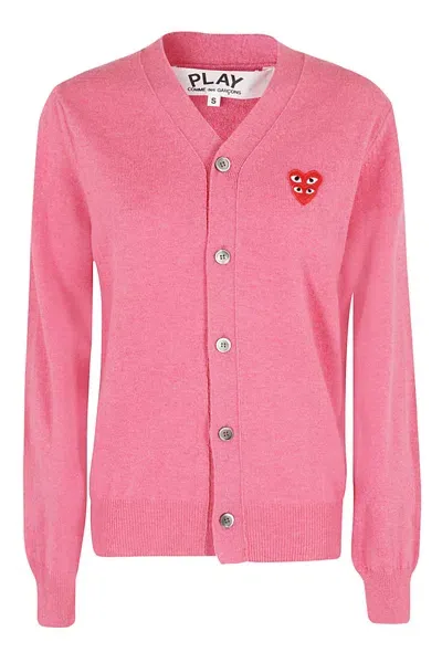 Comme Des Garçons Play Knit Cardigan In Pink