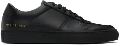 Common Projects Black Bball Low Sneakers In 7547 Black W/gum