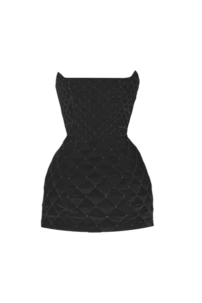 Compte Spain Black Crystal Quilted Mini Dress