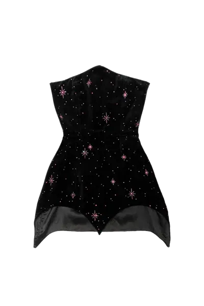 Compte Spain ©swarovski Starry Night Crystals Velvet Mini Dress In Black