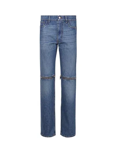 Coperni Cotton Jeans With Zip On The Knees In Blue