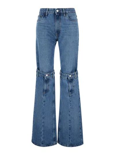 Coperni Light Blue Jeans With Open Knee In Denim Woman