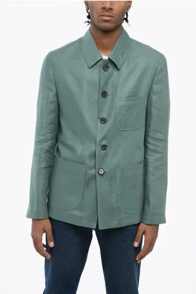 Corneliani Cc Collection Half-lined Flax Blazer With Standard Collar