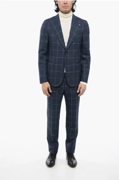 Corneliani Cc Collection Windowpane Checked Virgin Wool 2-buttons Suit In Blue