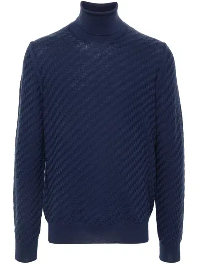 Corneliani Interwoven Sweater In Blue