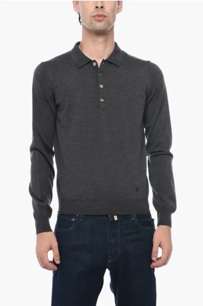 Corneliani Polo Neck Virgin Wool Sweater In Black