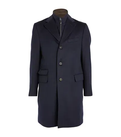 Corneliani Virgin Wool Overcoat In Navy