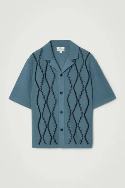 Cos Abstract Argyle Knitted Shirt In Green