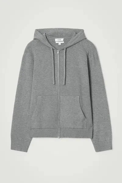 Cos Knitted Zip-up Hoodie In Grey