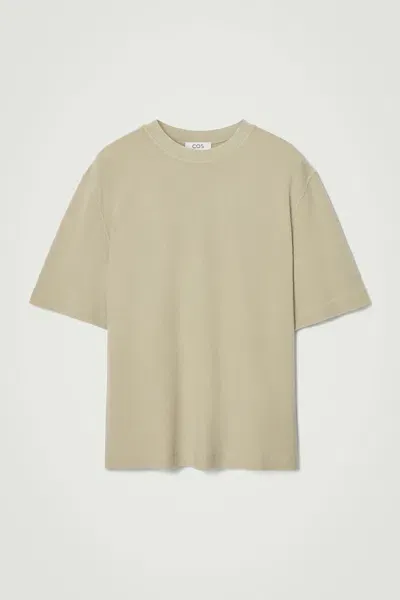 Cos Relaxed Waffle-jersey T-shirt In Beige