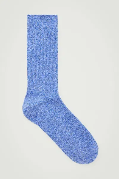 Cos Ribbed Socks In Blue